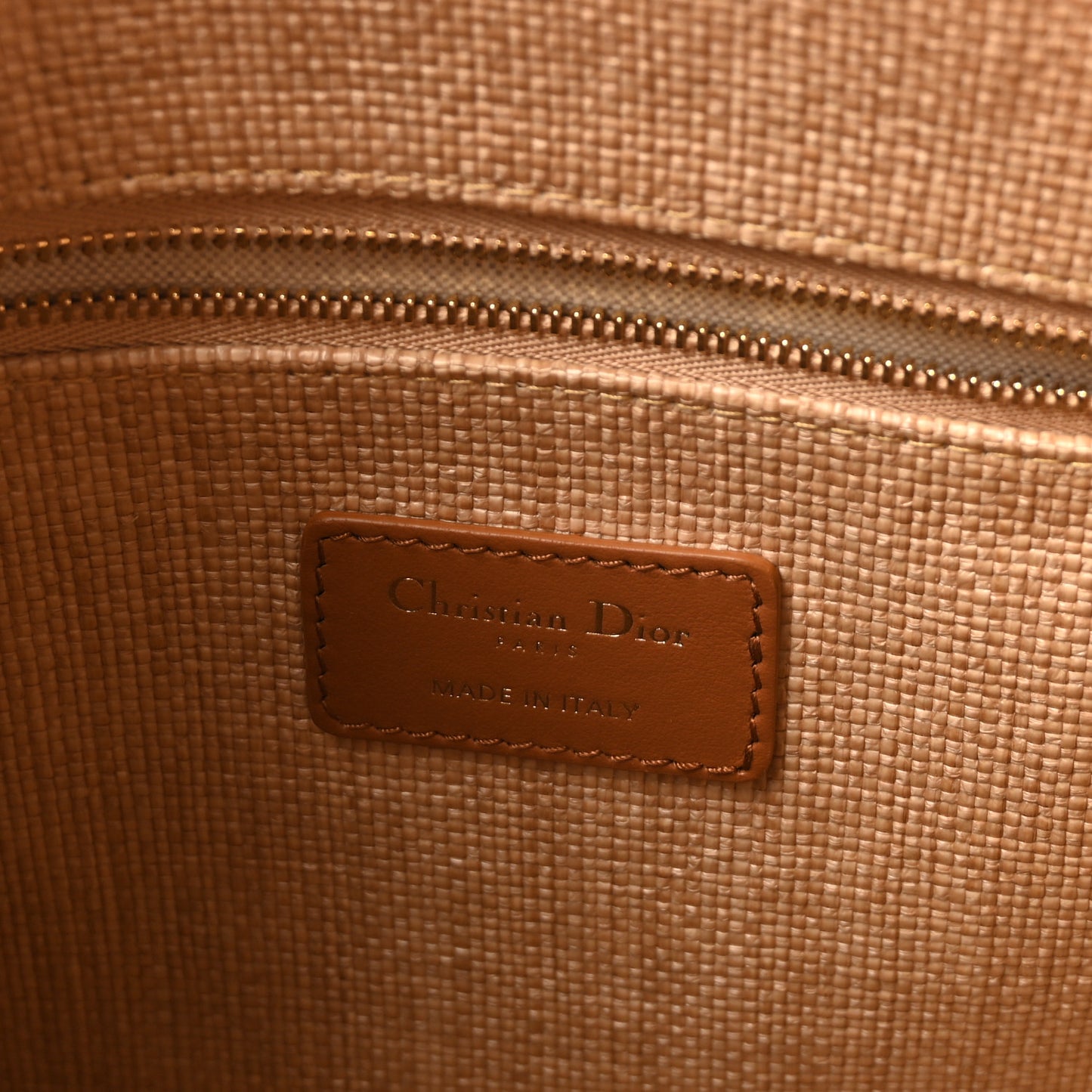 Raffia Macro Cannage Medium Book Tote Natural