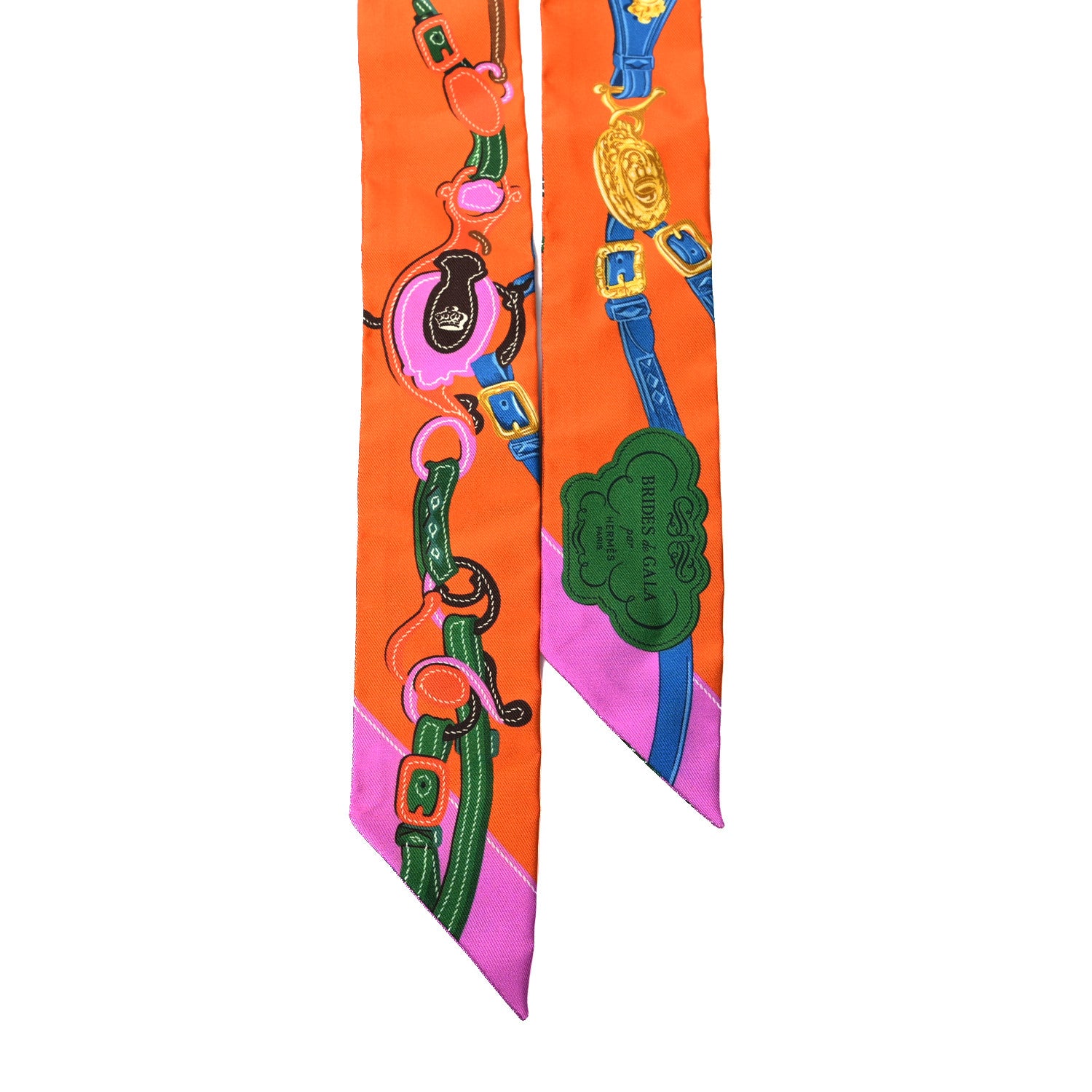 Hermes Silk Brides de Gala Twilly Orange Bleu Azur 2 of 4