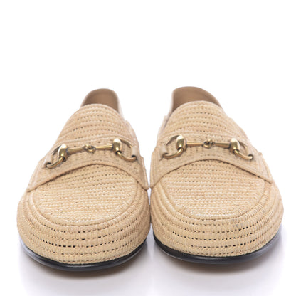Gucci Raffia Mens Brixton Horsebit Loafers 10.5 Naturale Sand Storm 2 of 9