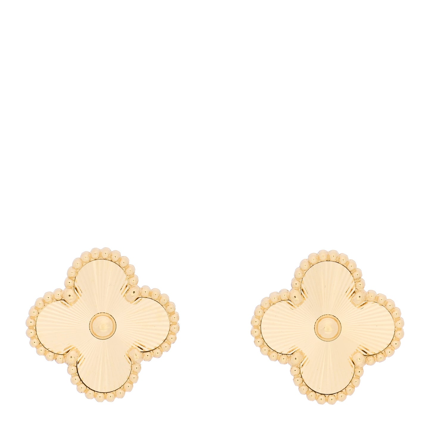 18K Yellow Gold Guilloche Vintage Alhambra Earrings