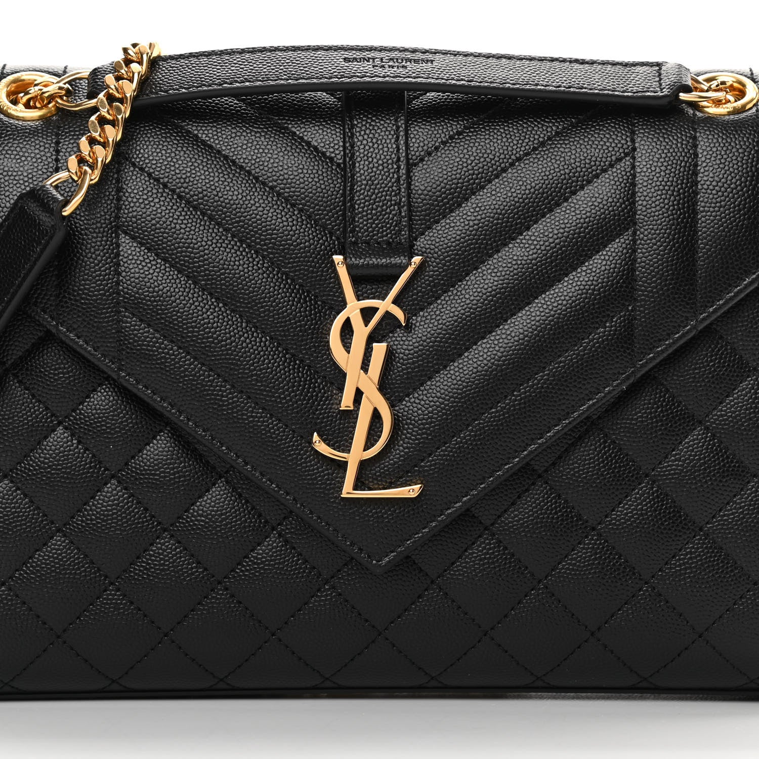 Saint Laurent Grain De Poudre Textured Mixed Matelasse Triquilt Medium Monogram Satchel Black 8 of 10