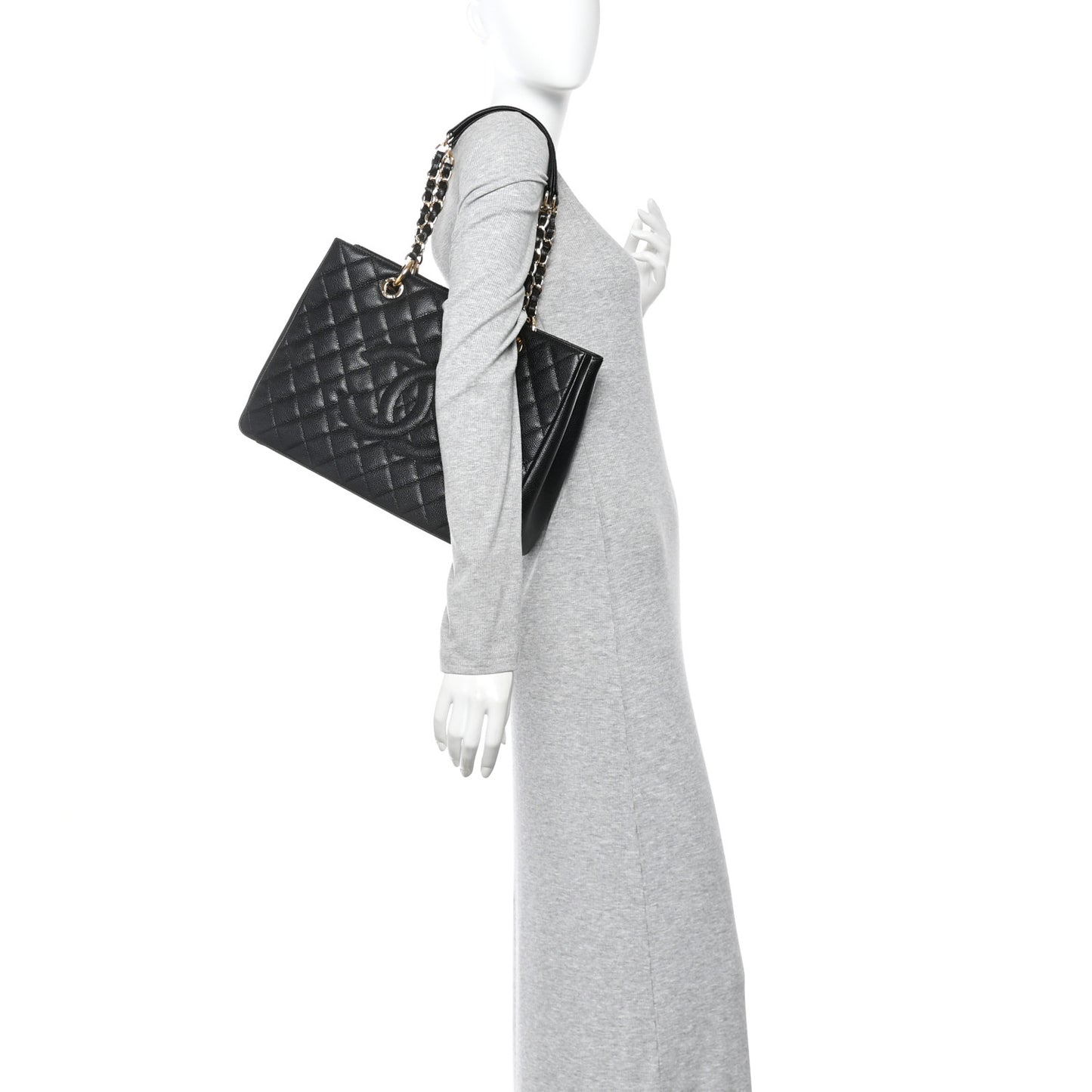 Caviar Quilted Grand Shopping Tote GST Black