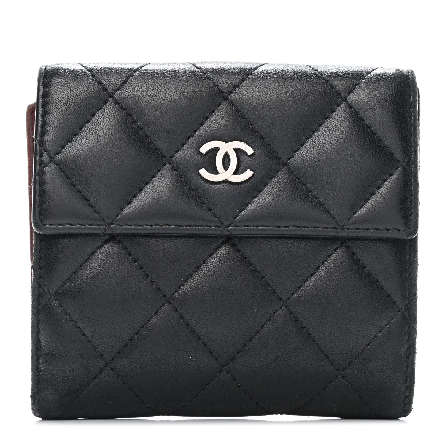 Chanel Lambskin Quilted Compact French Flap Wallet Black 1 of 6