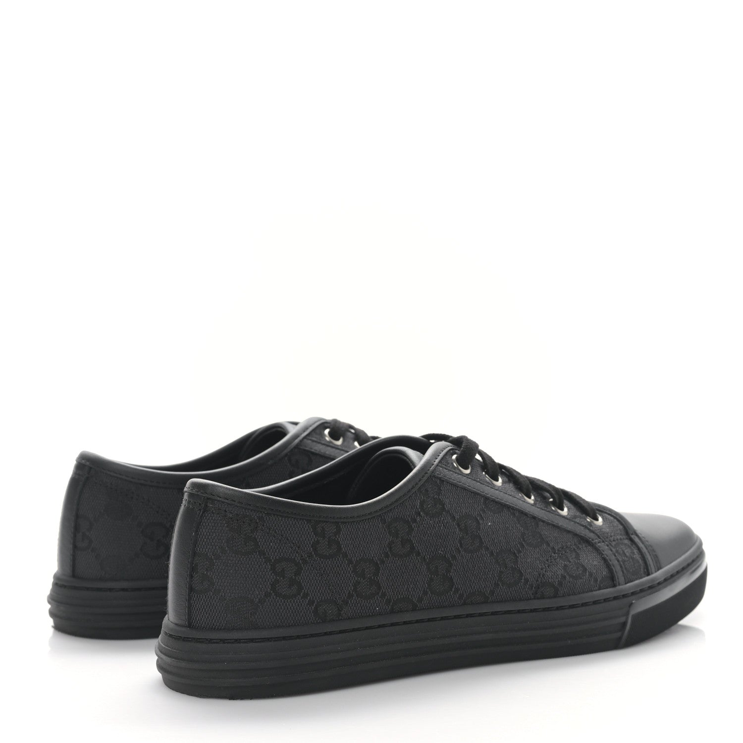 Gucci GG Monogram Calfskin Womens Low Top Sneakers 38 Piombo Black 4 of 9