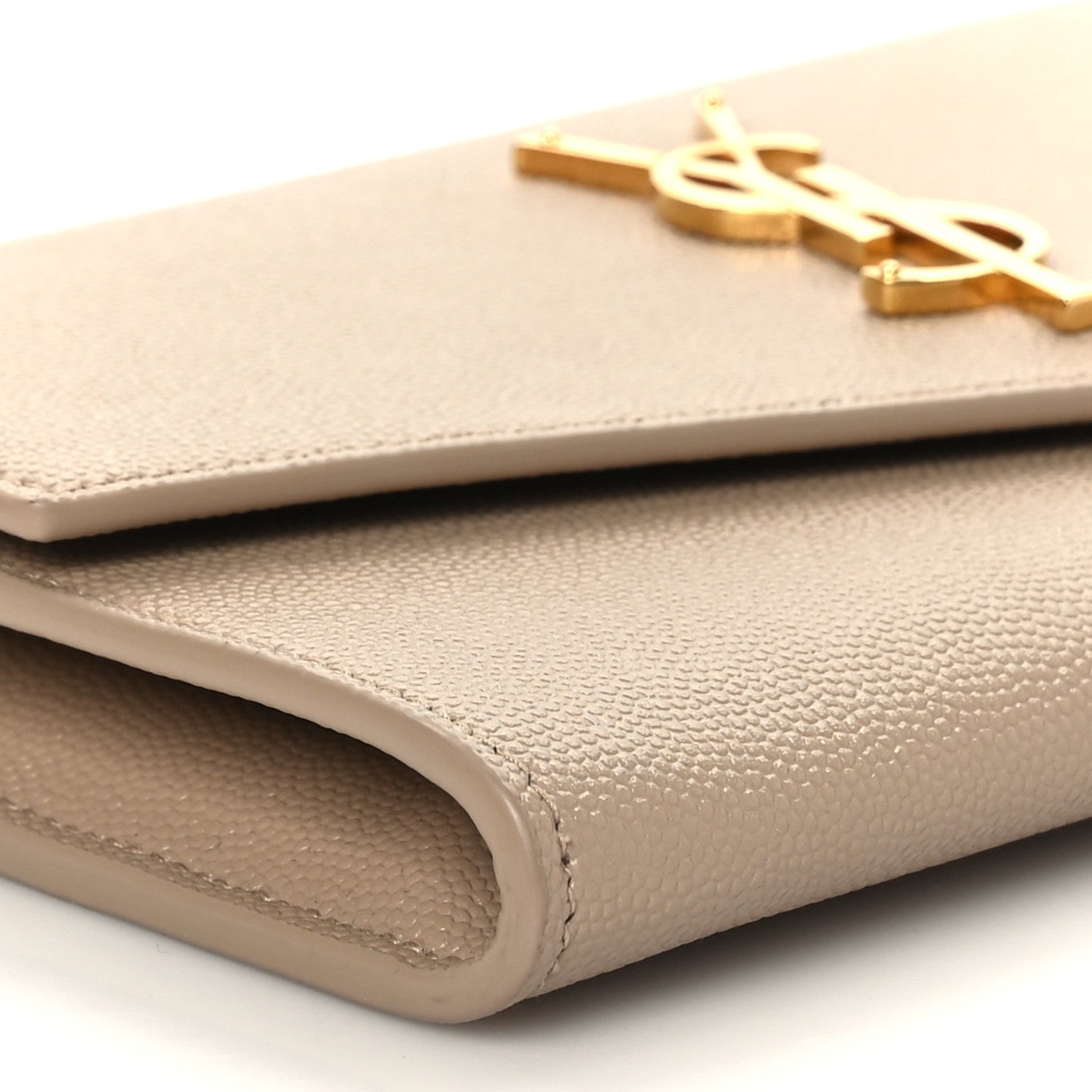 Saint Laurent Grain De Poudre Monogram Uptown Chain Wallet Dark Beige 8 of 9