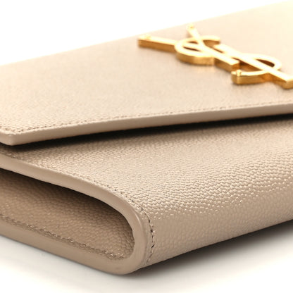 Saint Laurent Grain De Poudre Monogram Uptown Chain Wallet Dark Beige 8 of 9