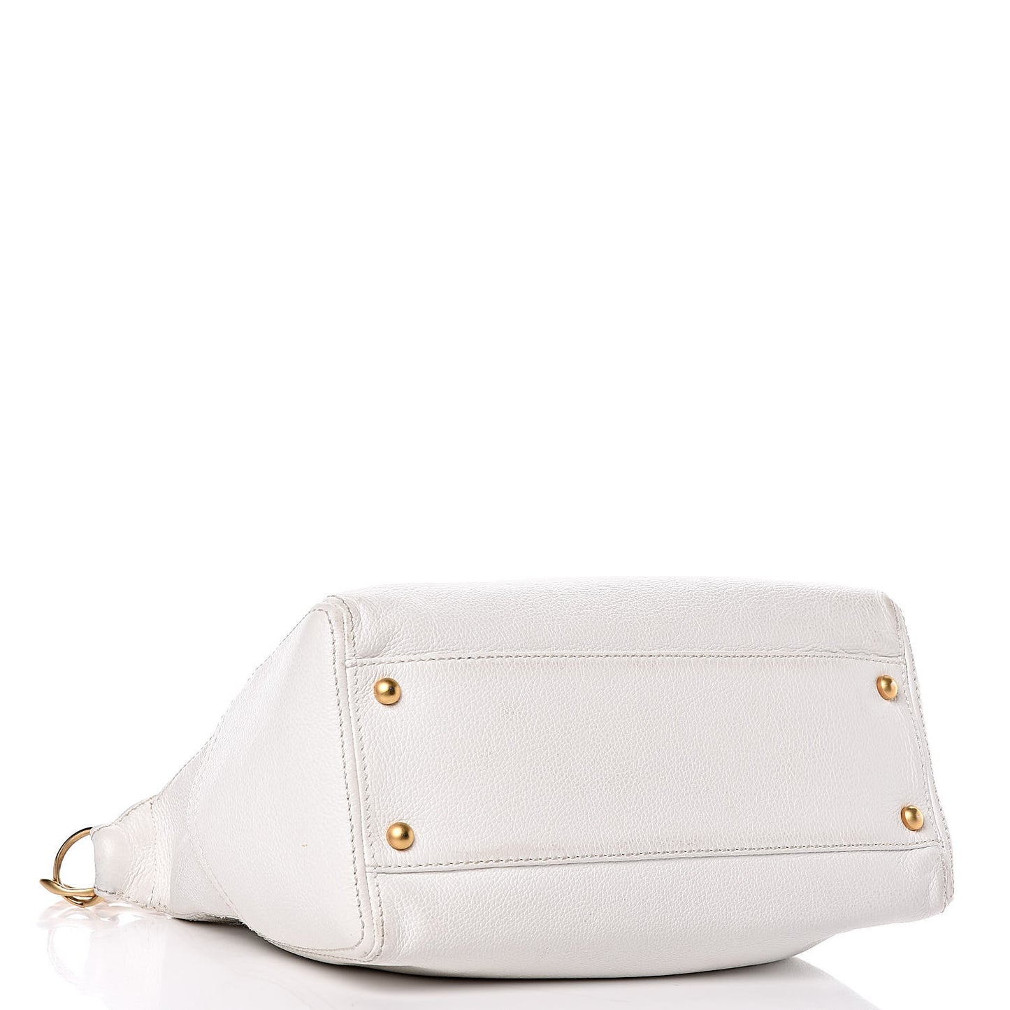 Grained Calfskin CC Shoulder Bag White