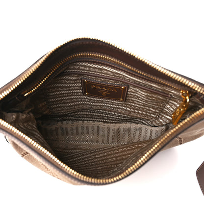 Prada Jacquard Logo Small Flat Messenger Bag Corda Bruciato 6 of 12