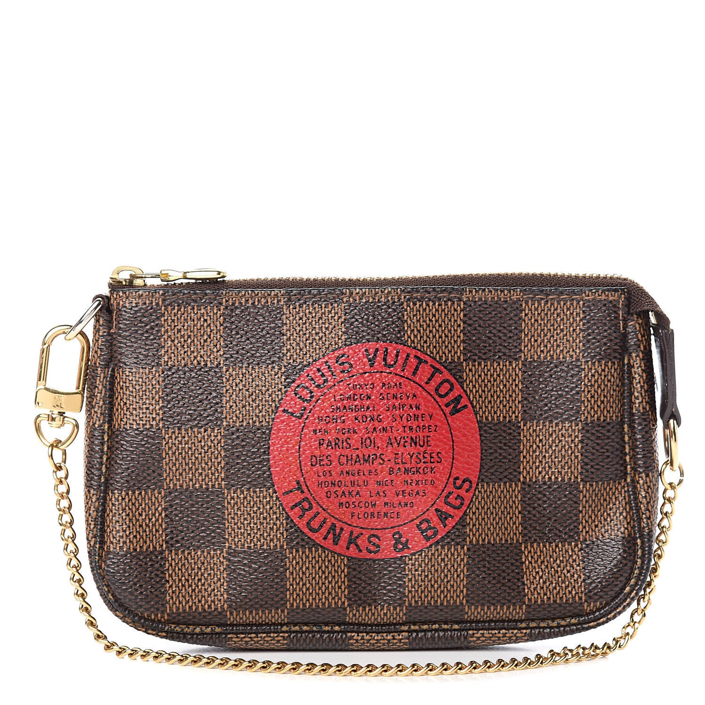 Damier Ebene Complice Trunks and Bags Mini Pochette Accessories Red