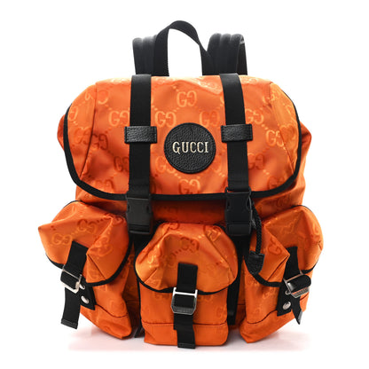 Gucci Econyl Nylon Monogram Off The Grid Utility Pocket Backpack Carrot Orange Black 8 of 10