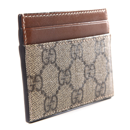 Gucci GG Supreme Monogram Calfskin Card Holder Beige Ebony Cuir 2 of 8