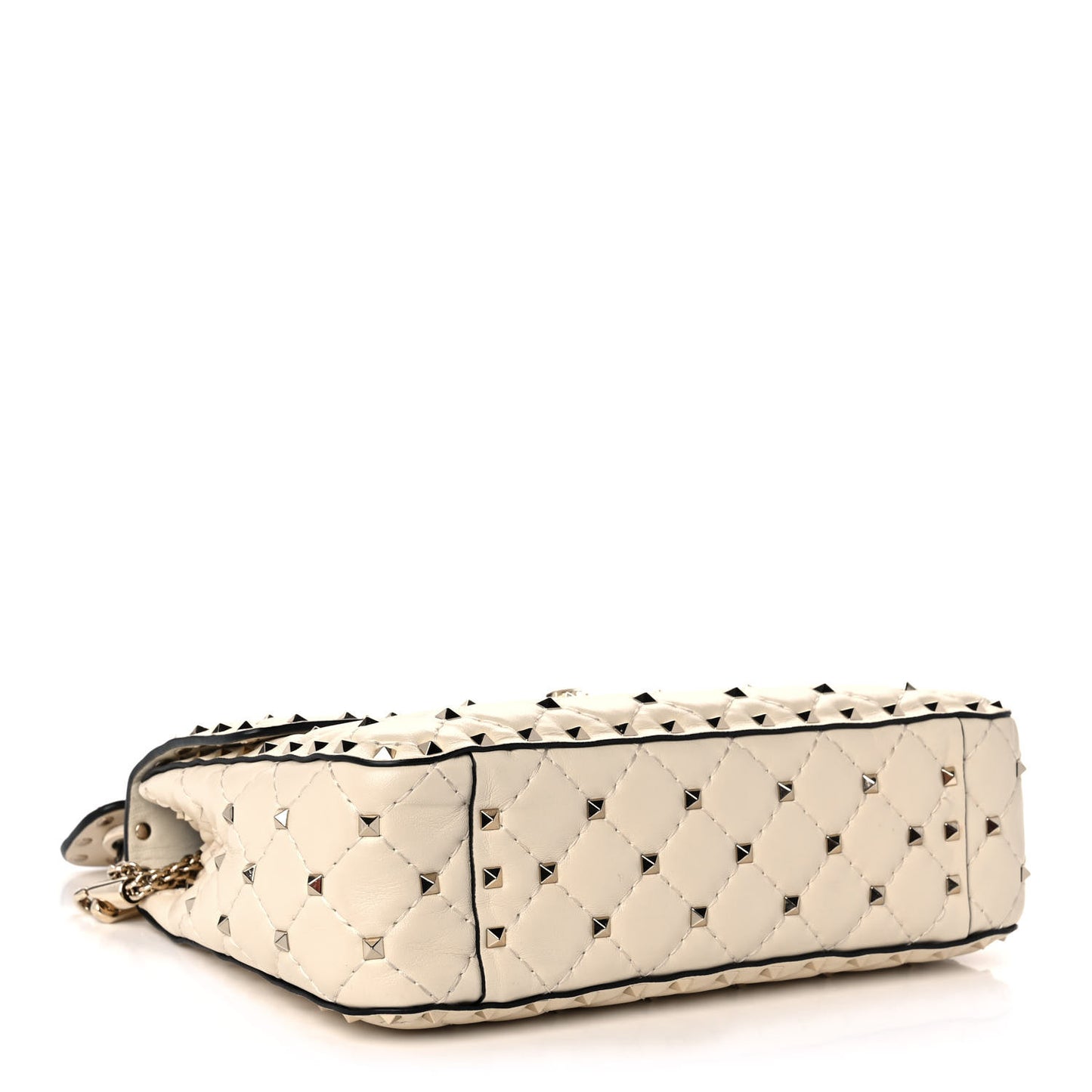 Nappa Medium Rockstud Spike Shoulder Bag Light Ivory