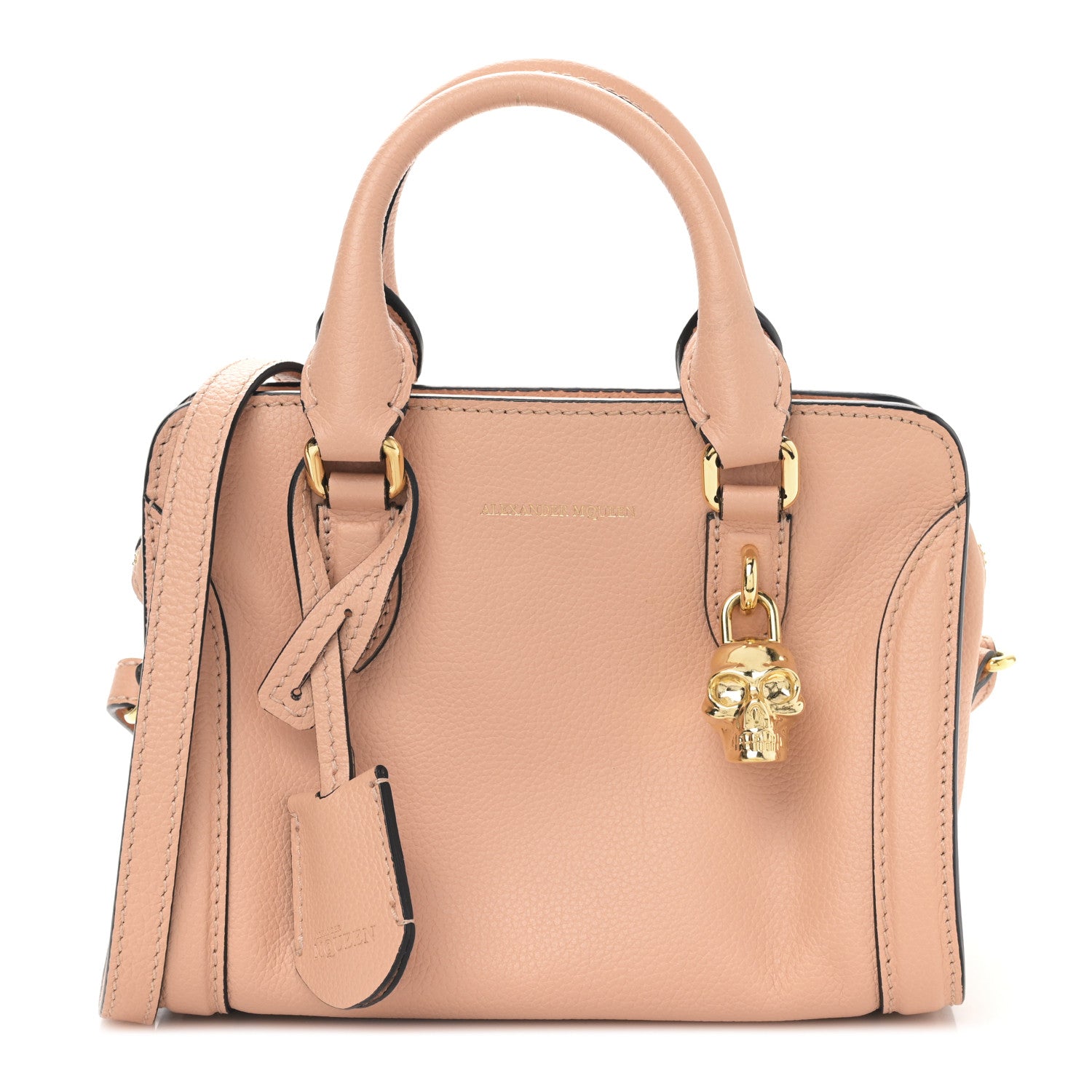 Alexander McQueen Pebbled Calfskin Mini Skull Padlock Zip Around Tote Boudoir 1 of 8