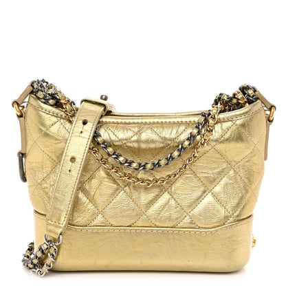 Chanel Metallic Aged Calfskin Quilted Small Gabrielle Hobo Gold 1 of 12