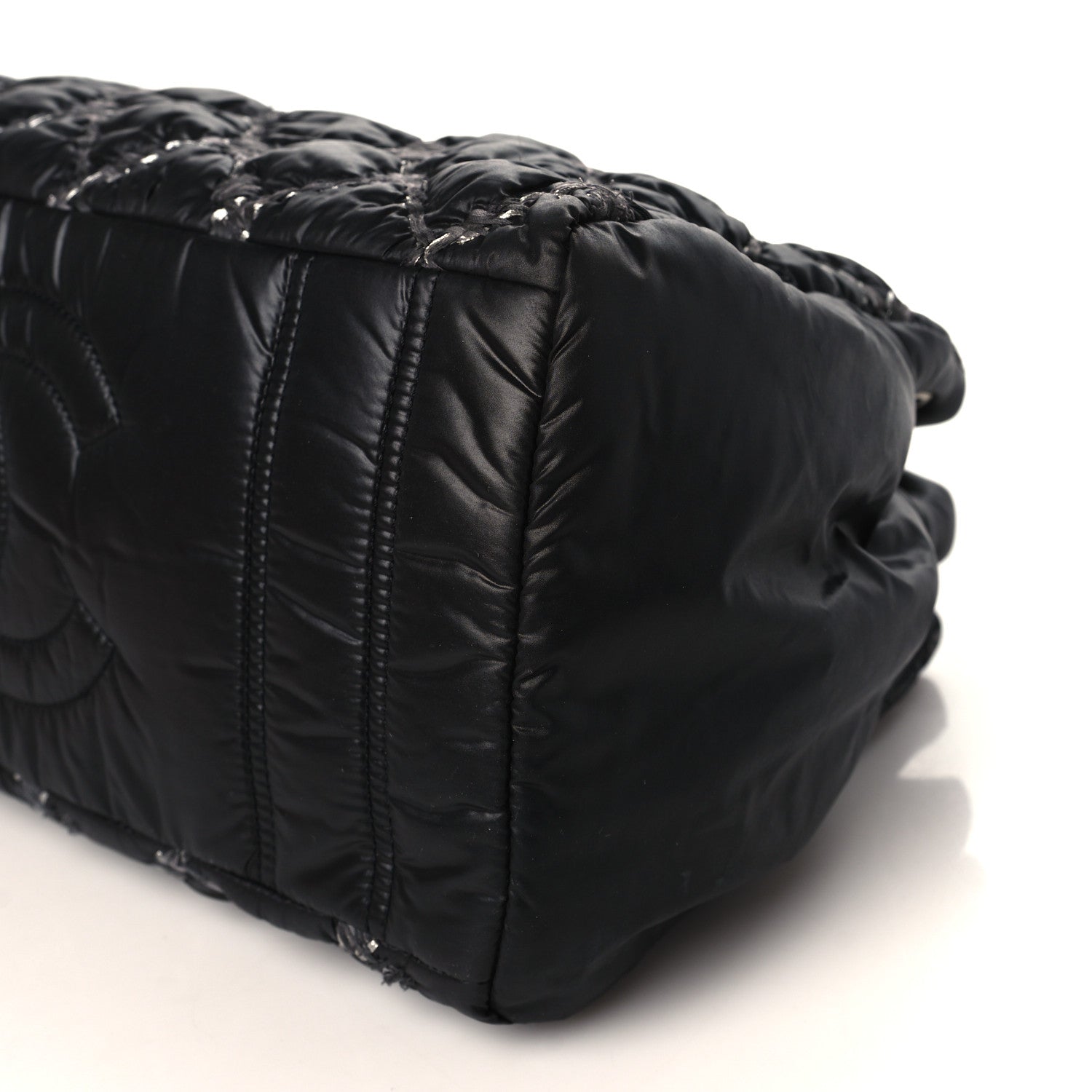 Chanel Nylon Quilted Tweed Stitch Bubble Tote Black 10 of 10