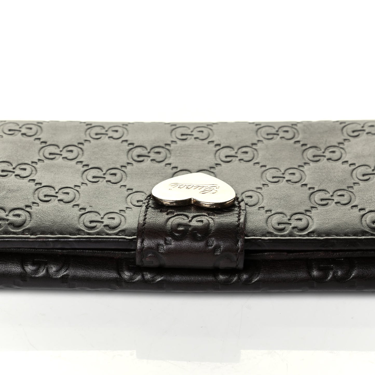 Guccissima Heart Continental Wallet Dark Brown