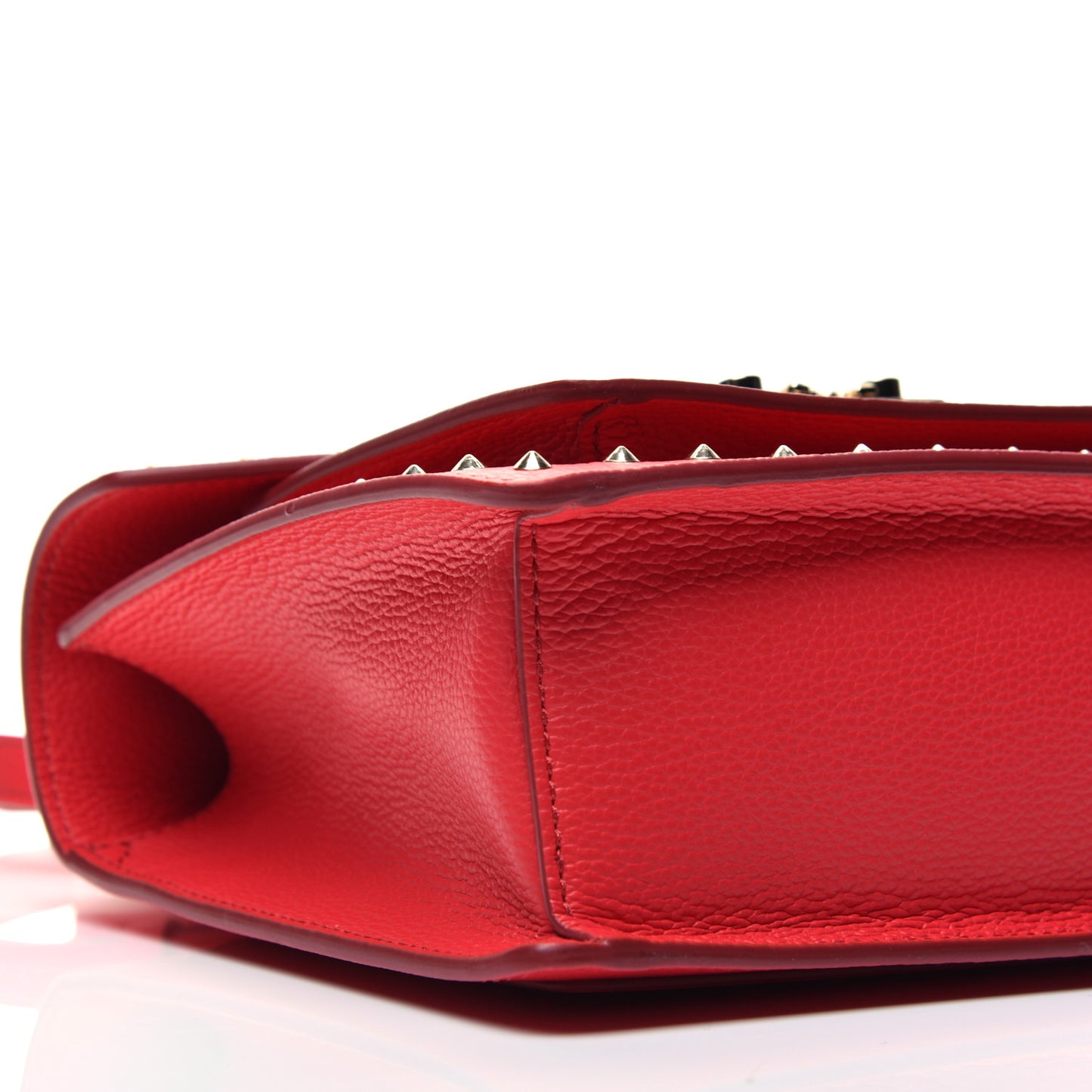 Calfskin Studded Small Patricia Satchel Chinese Red