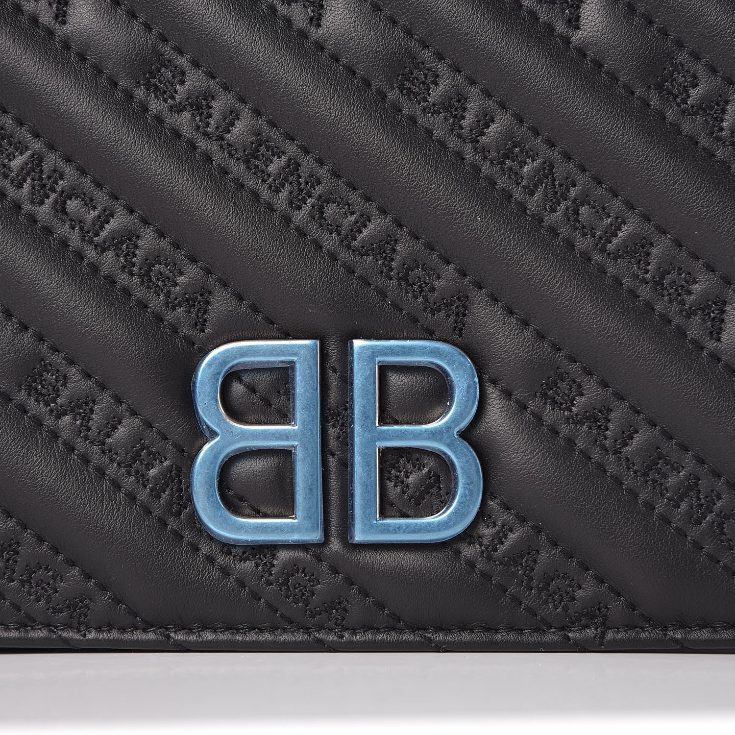 Balenciaga Calfskin Logo Matelasse S BB Round Crossbody Bag Black 7 of 7