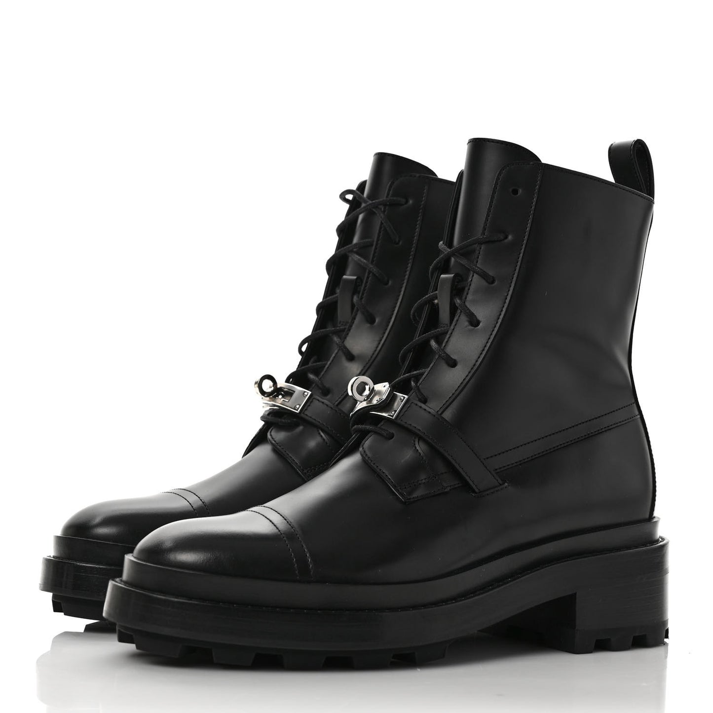 Glossed Calfskin Funk Ankle Boots 38.5 Black