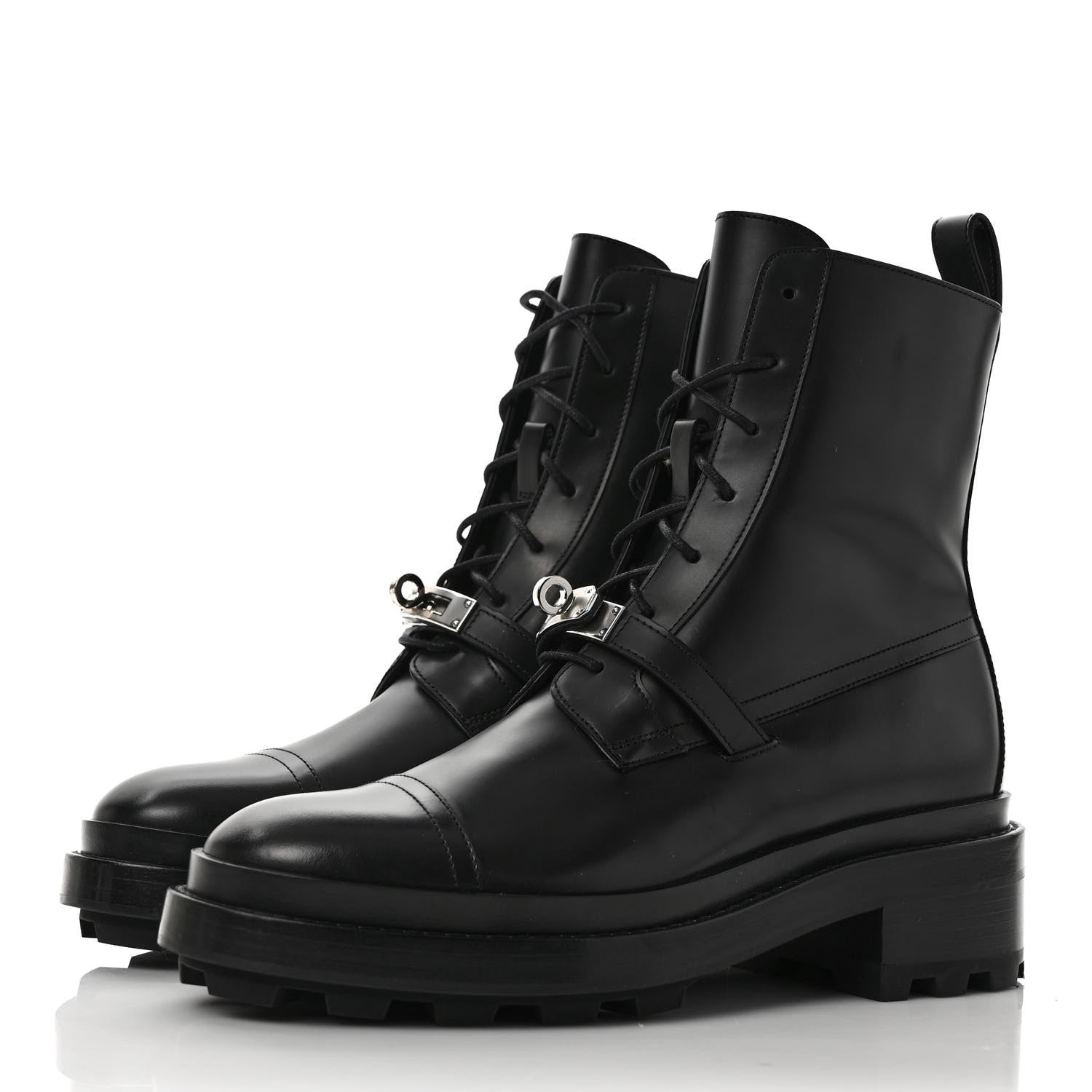 Hermes Glossed Calfskin Funk Ankle Boots 38.5 Black 3 of 8