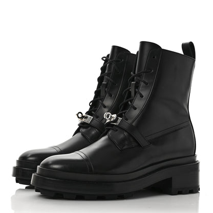 Hermes Glossed Calfskin Funk Ankle Boots 38.5 Black 3 of 8