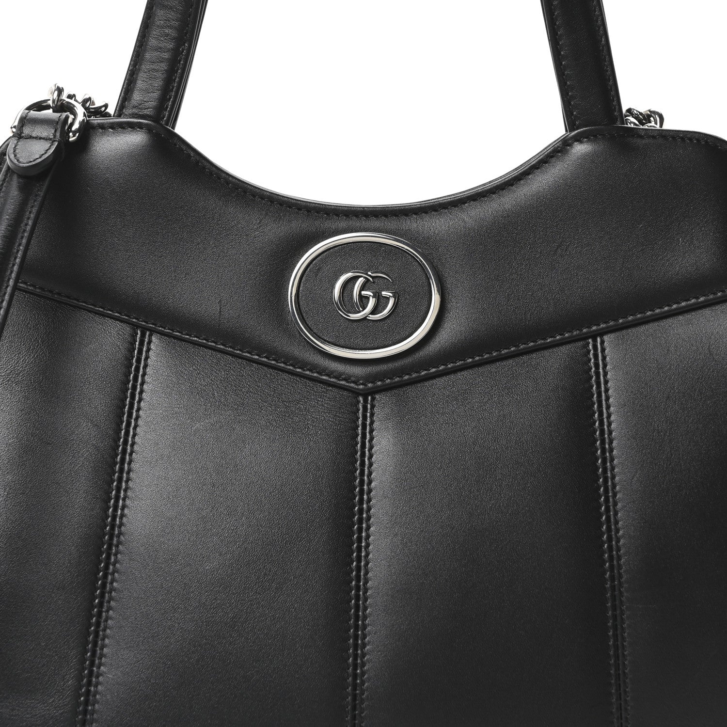 Gucci Calfskin Petite GG Small Tote Bag Black 8 of 10
