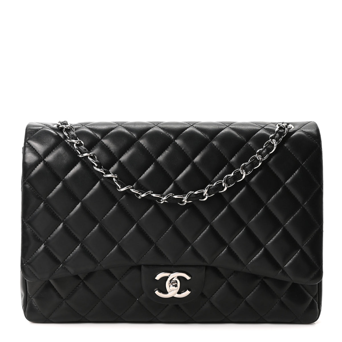 Chanel Lambskin Quilted Maxi Double Flap Black 1 of 10