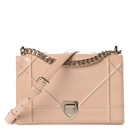 Christian Dior Patent Calfskin Medium Diorama Flap Bag Beige 1 of 12