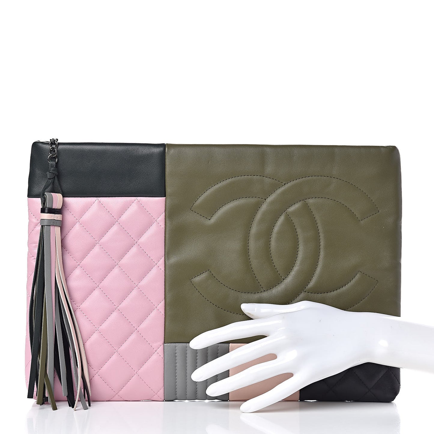 Lambskin Patchwork Large Cosmetic Case Multicolor