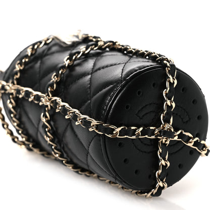 Chanel Lambskin Quilted CC To Drink Water Bottle Black Gold 9 of 12