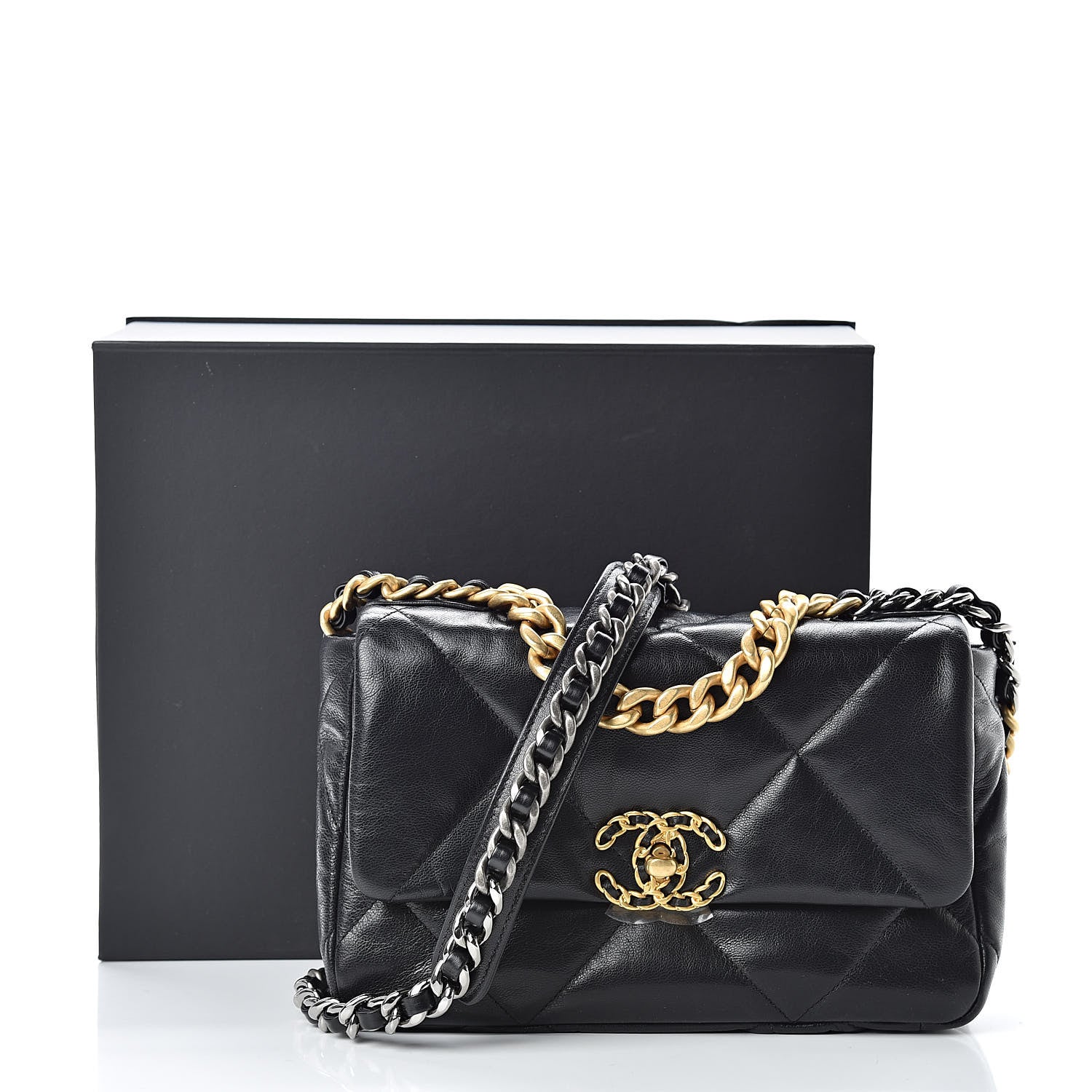 Chanel Goatskin Quilted Medium 19 Flap Black 11 of 11