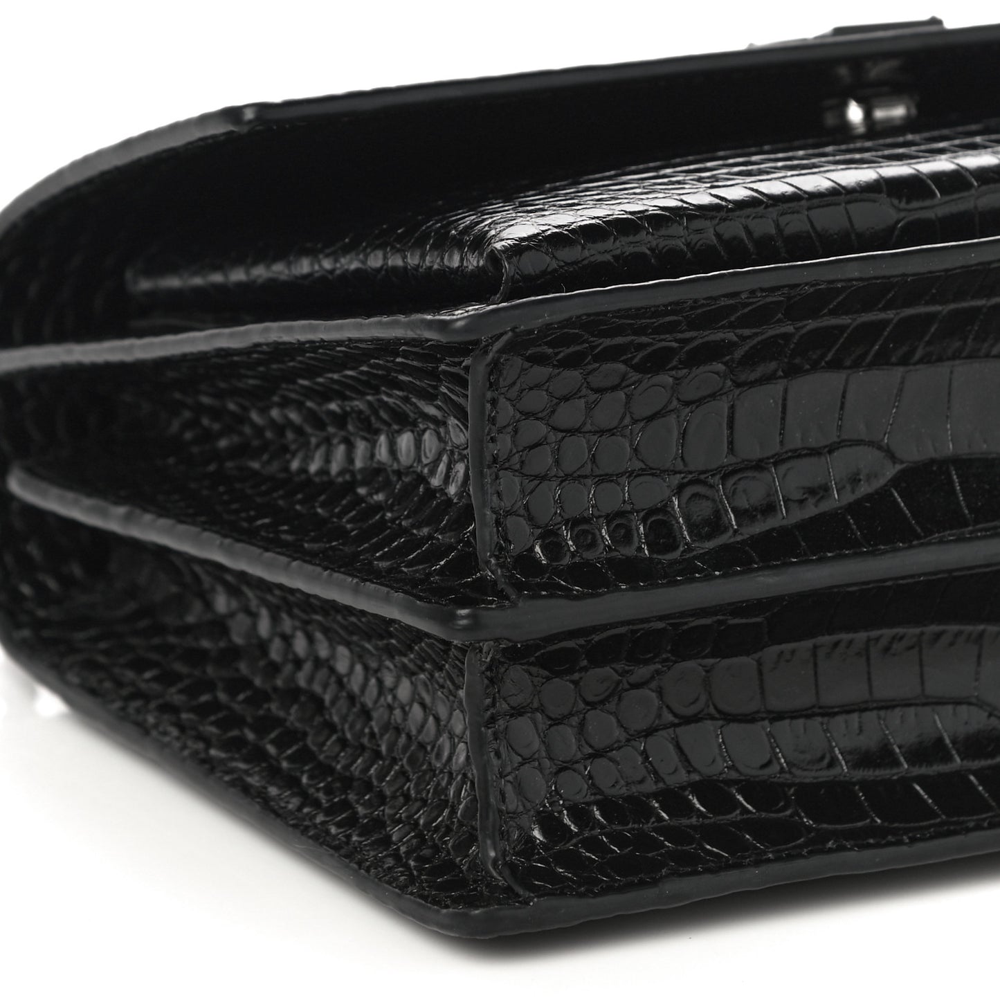 Calfskin Crocodile Embossed Medium Monochrome Monogram Sunset Black