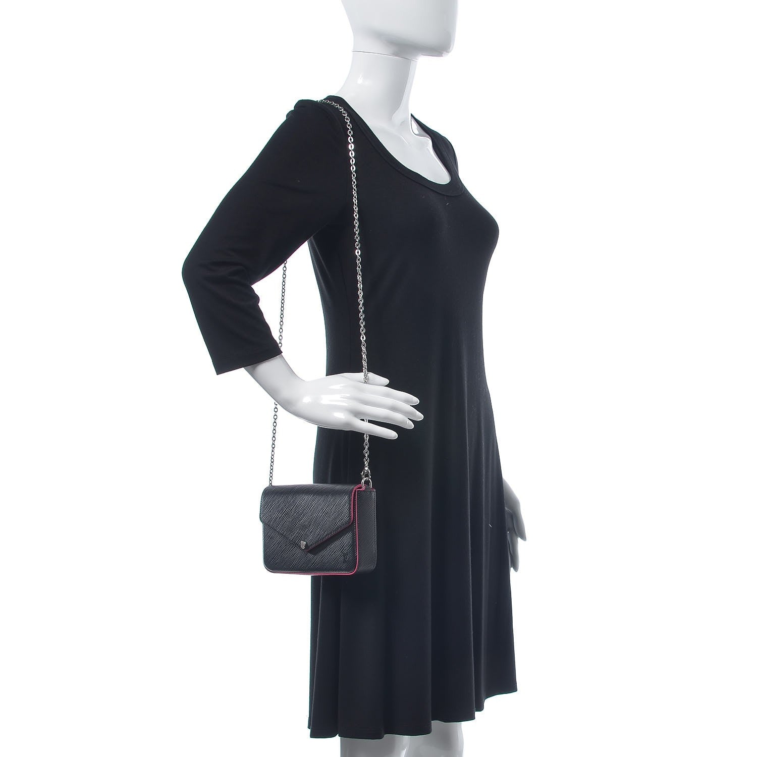 Louis Vuitton Epi Pochette Felicie Black Hot Pink 2 of 9