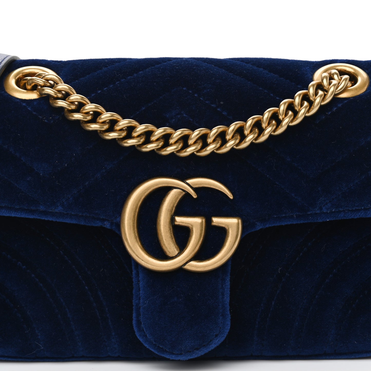 Velvet Matelasse Mini GG Marmont Shoulder Bag Cobalt Blue