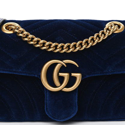 Gucci Velvet Matelasse Mini GG Marmont Shoulder Bag Cobalt Blue 8 of 10