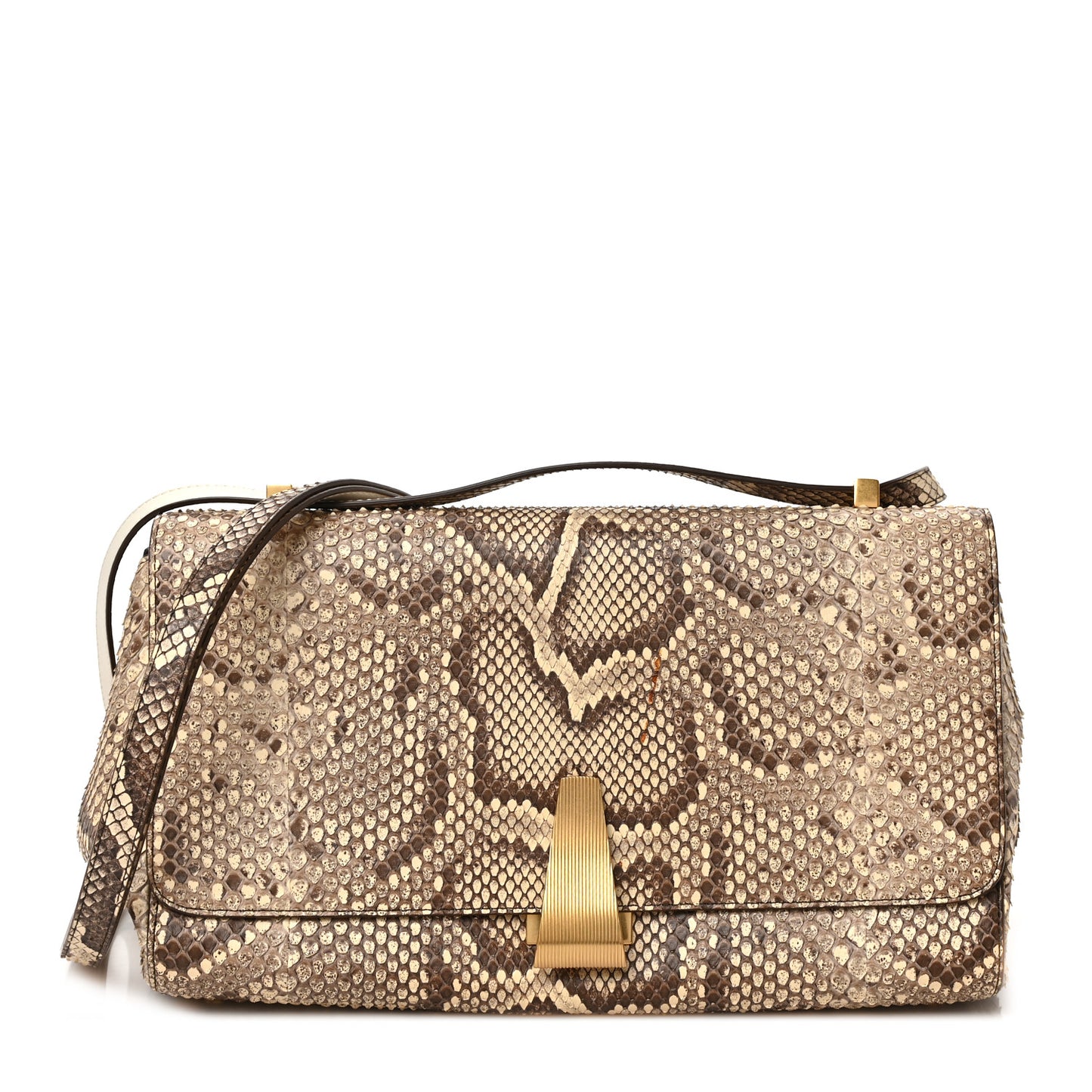 Snakeskin Small BV Angle Shoulder Bag Brown