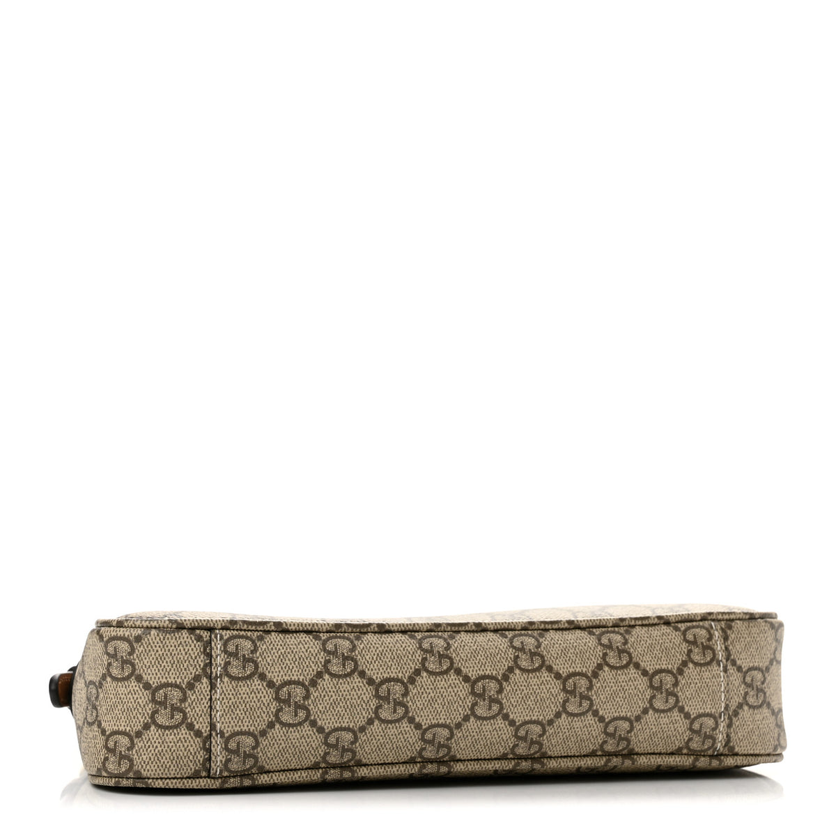 GG Supreme Monogram Textured Calfskin Small Emblem Shoulder Bag Beige Dark Brown