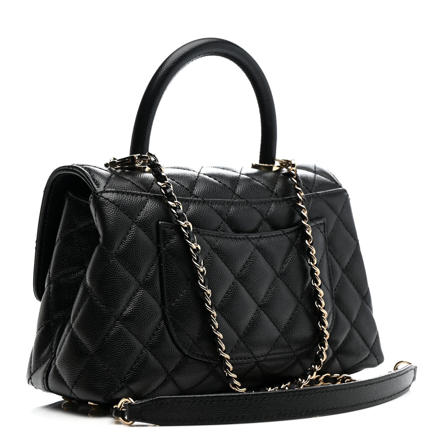 Caviar Quilted Mini Coco Handle Flap Black