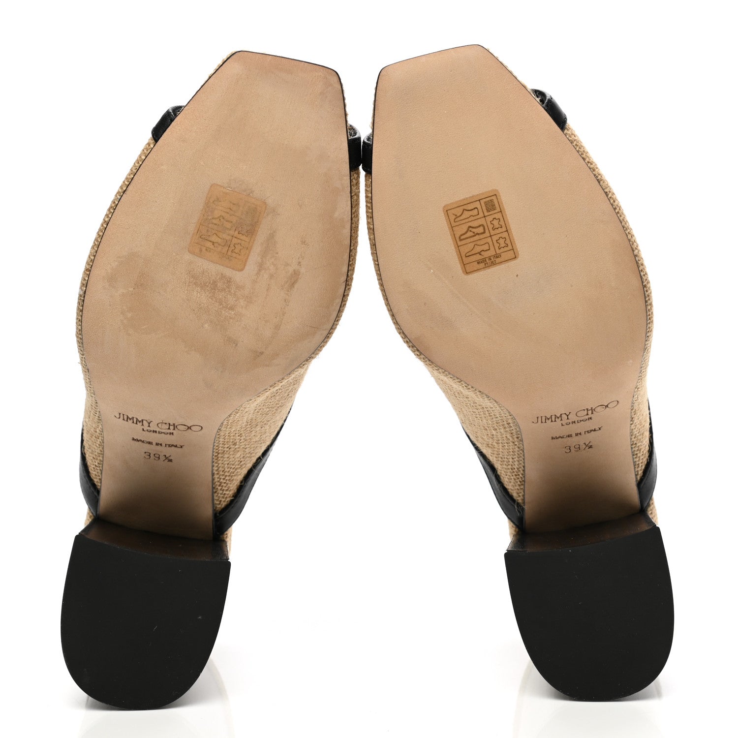 Jimmy Choo Woven Jute Joud 85 Mule Sandals 39.5 Natural Black 5 of 7