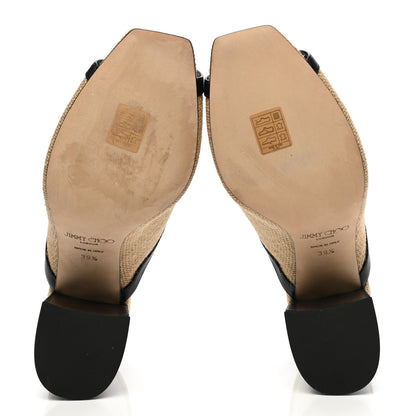 Jimmy Choo Woven Jute Joud 85 Mule Sandals 39.5 Natural Black 5 of 7