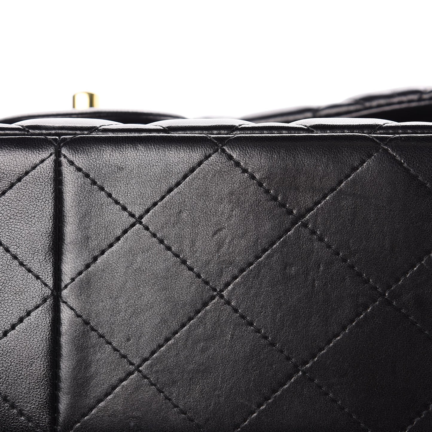 Lambskin Quilted Jumbo Double Flap Black