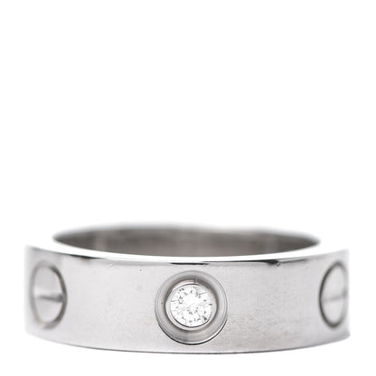 Cartier 18K White Gold 3 Diamond 5.5mm LOVE Ring 51 5.75 2 of 6