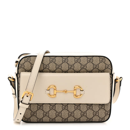 Gucci GG Supreme Monogram Small Horsebit 1955 Shoulder Bag Beige Mystic White 1 of 10