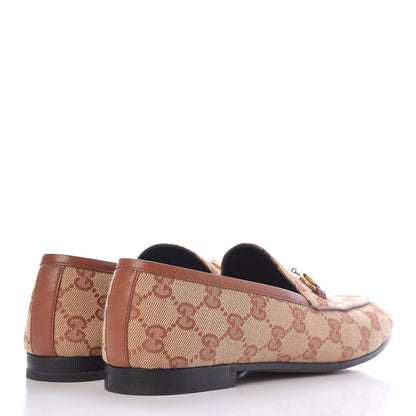 Gucci Canvas GG Monogram Horsebit Womens Jordaan Loafers 37.5 Beige Ruggine Rust 4 of 13