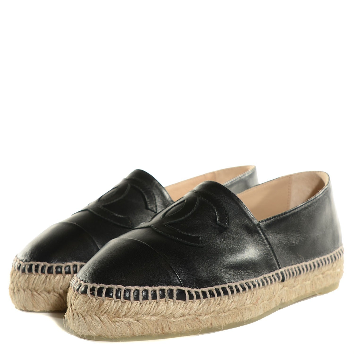 Chanel Lambskin CC Espadrilles 37 Black 3 of 10