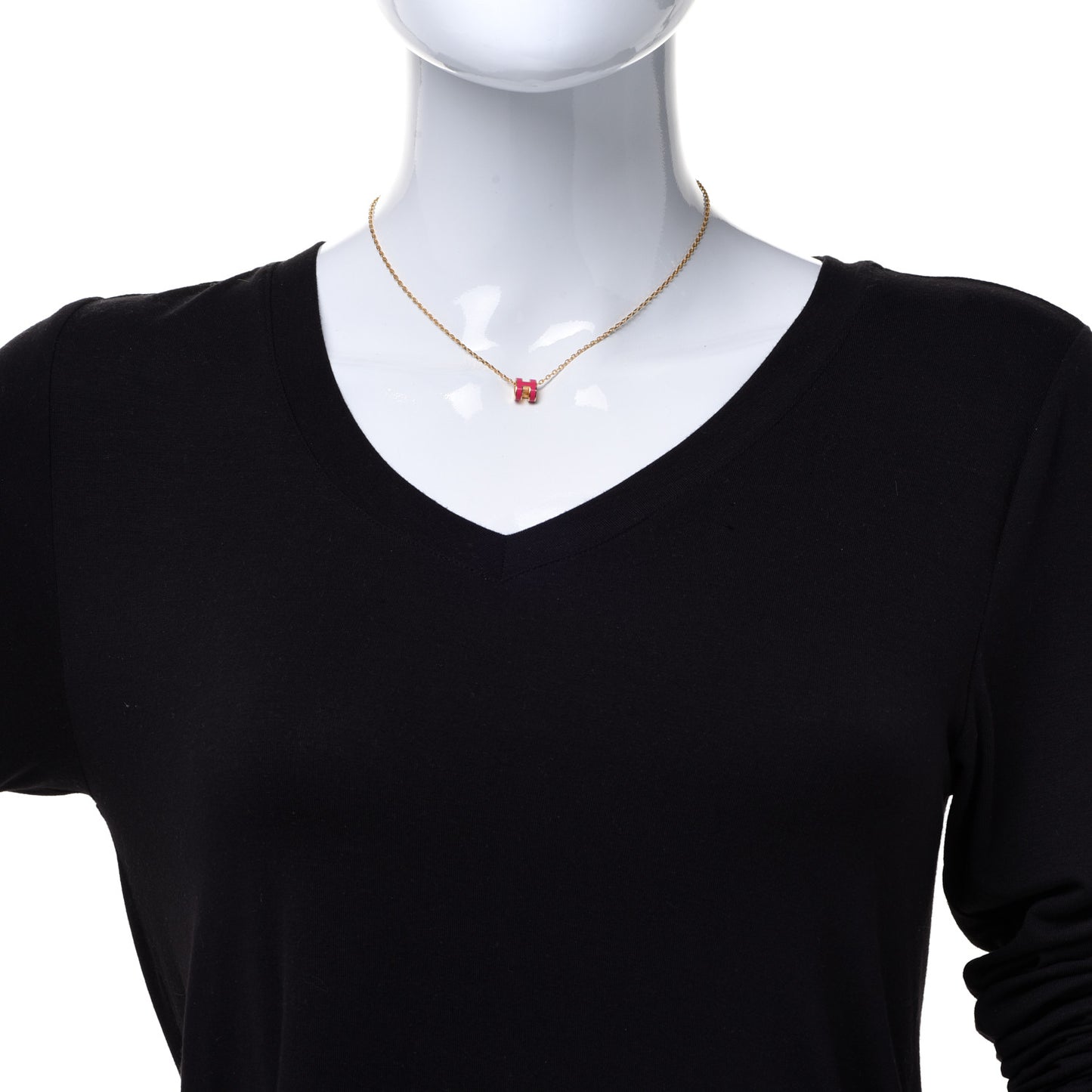 Lacquered Gold Mini Pop H Pendant Necklace Rose Extreme