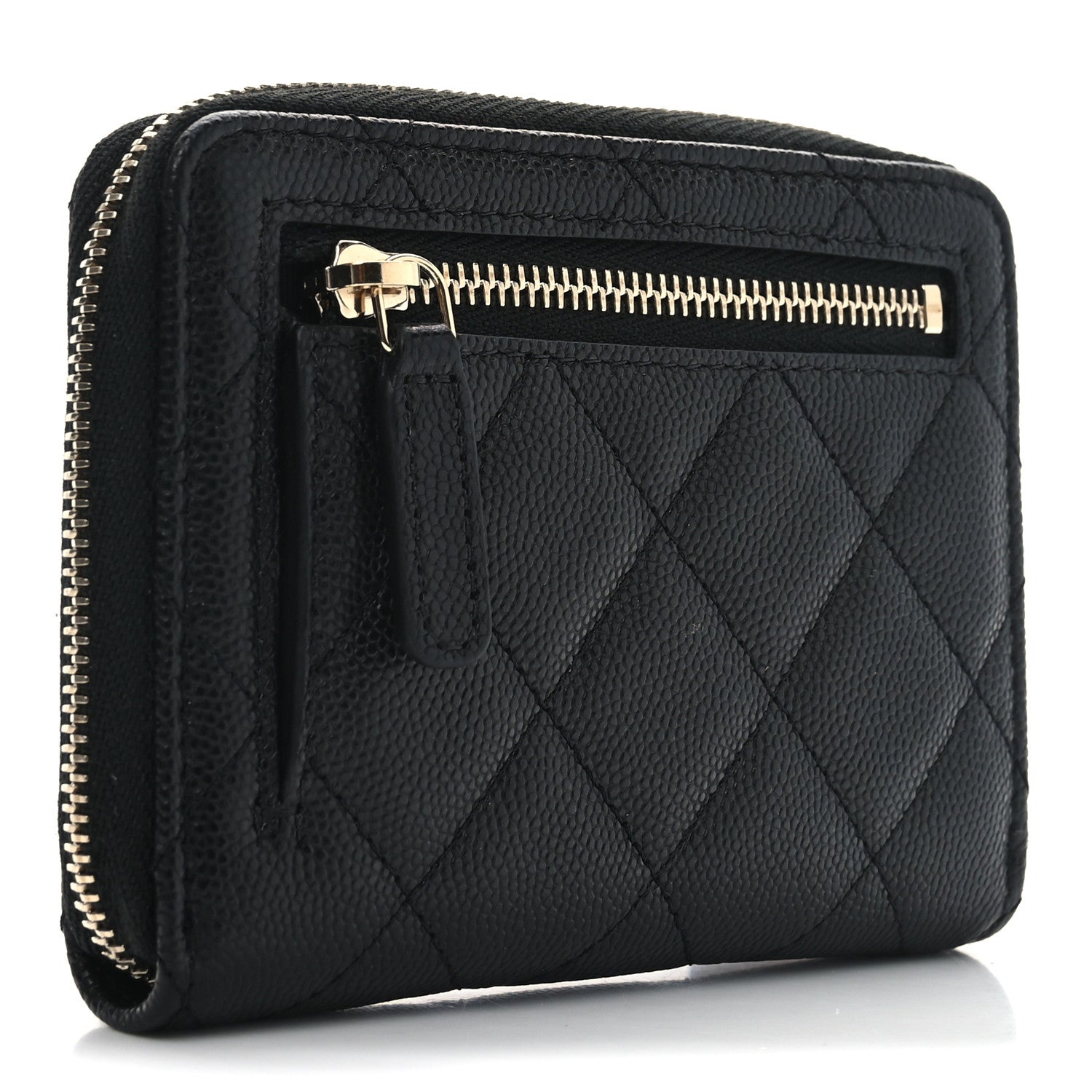 Chanel Caviar Quilted Small Zip Around Wallet Black 3 of 9