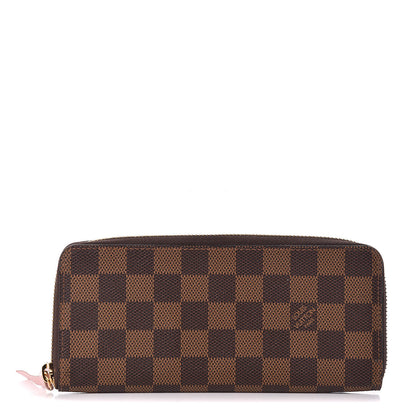 Louis Vuitton Damier Ebene Clemence Wallet Rose Ballerine 1 of 6