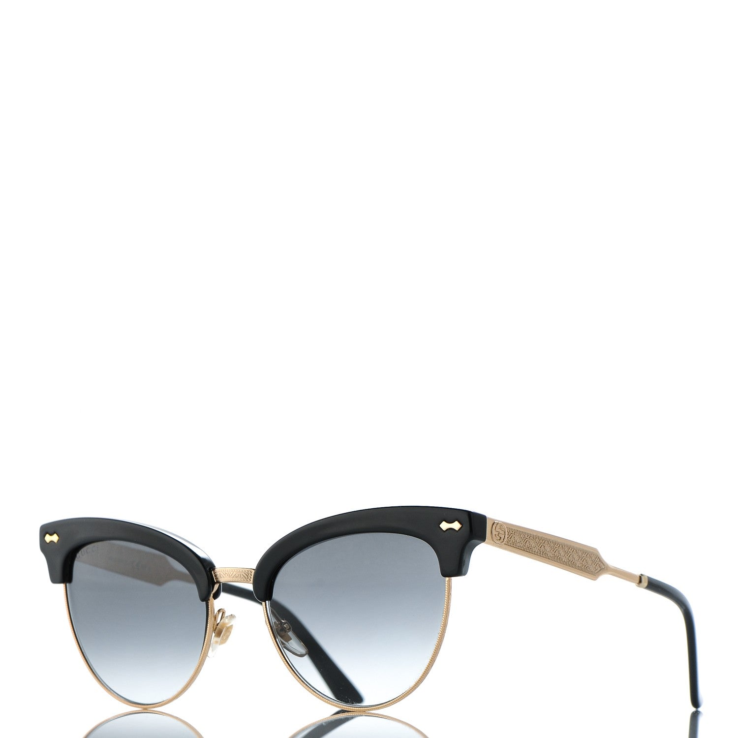 Gucci Damascato Cat Eye GG 4283/S Sunglasses Black Gold 1 of 7