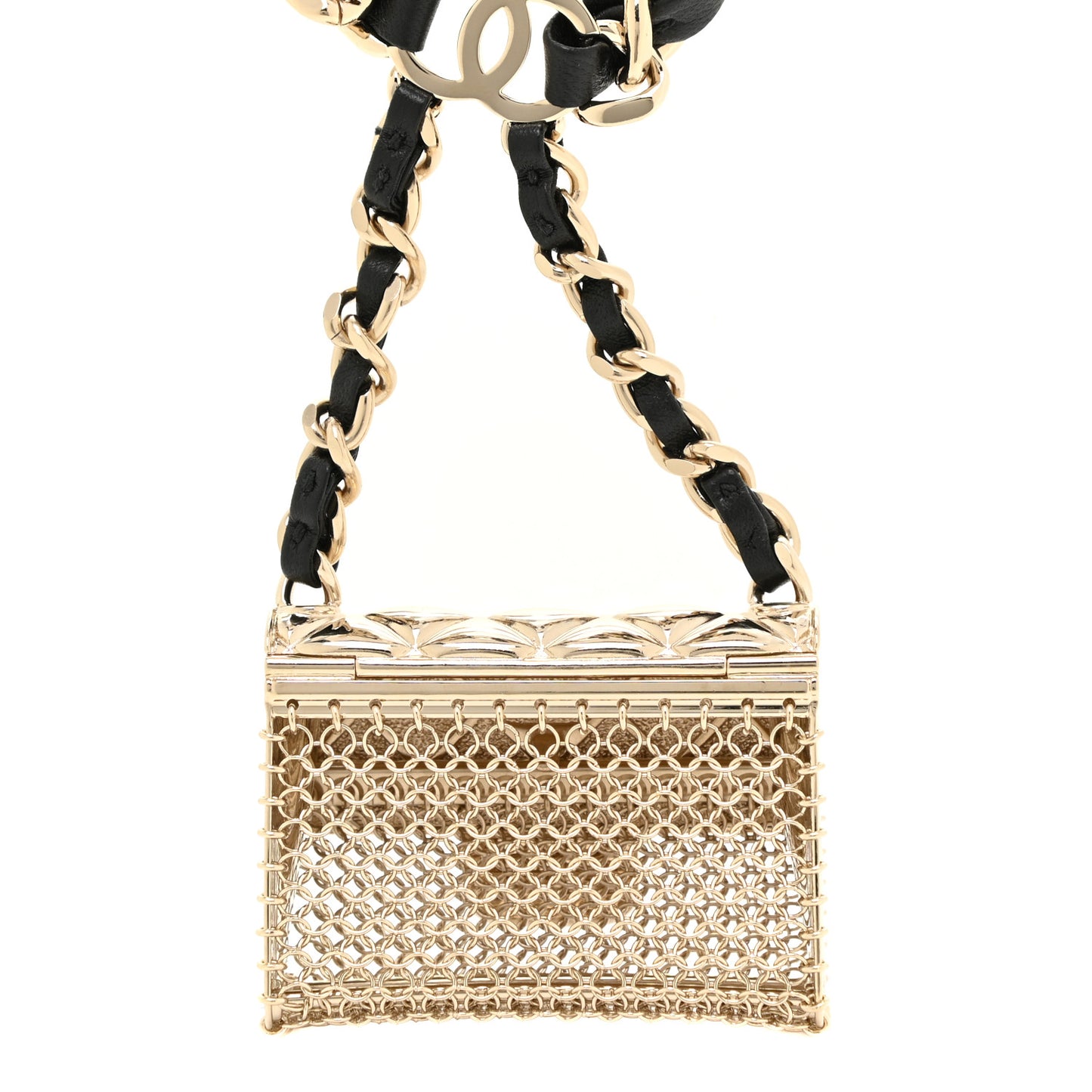 Lambskin Chain CC Flap Bag Belt 90 Black Gold